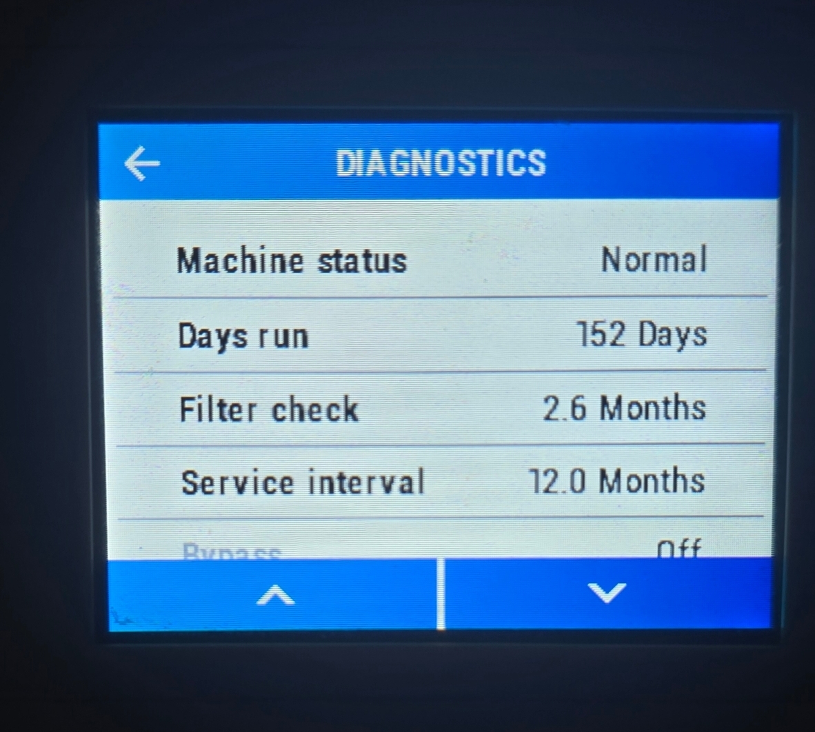 vent axia diagnostic screen