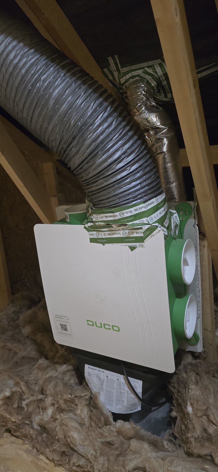 DucoBox extract unit in an attic