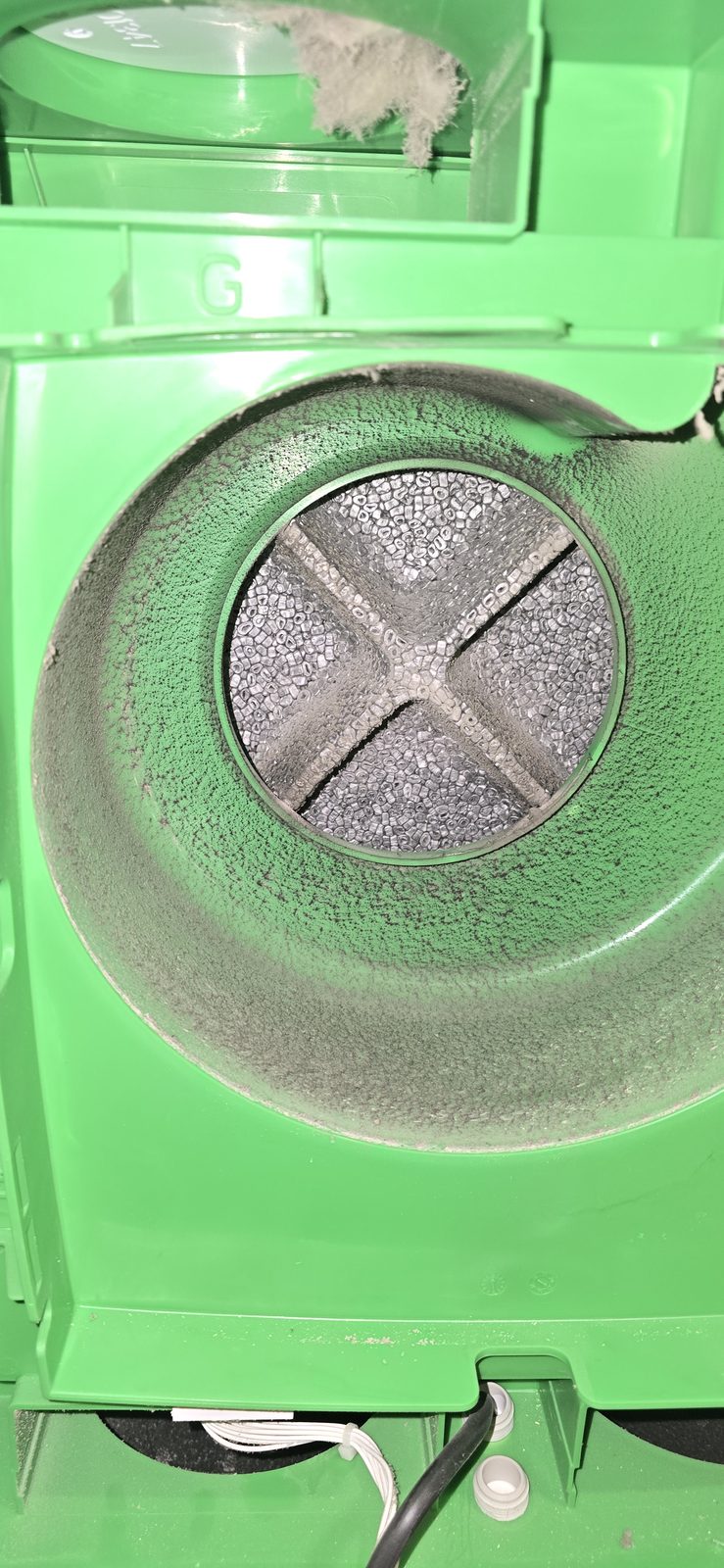 MVHR Servicing in Meath & Louth - Eco Vent Ireland Dust built up inside an open DucoBox MEV extract unit