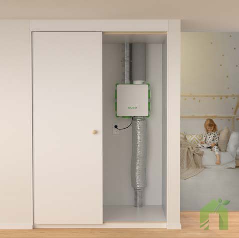 DucoBox Silent in a utility cupboard