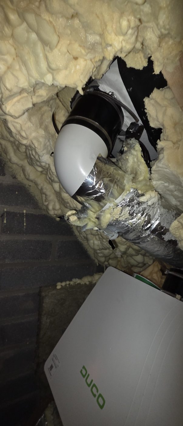MVHR Servicing in Galway - Eco Vent Ireland Exhaust duct connection redone with the right fittings