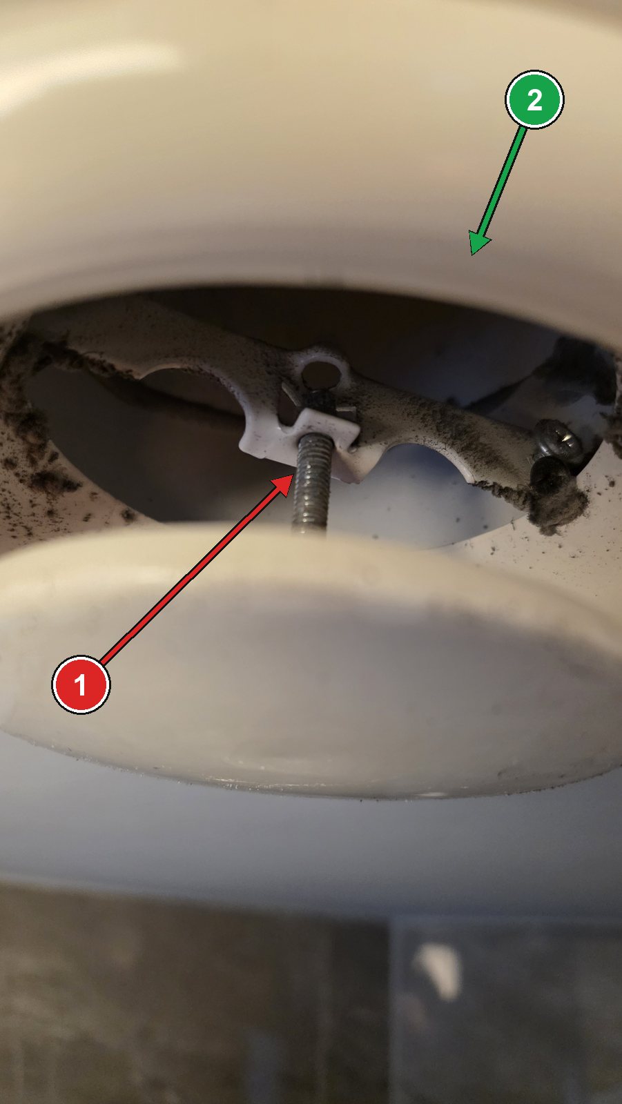 Ceiling air valve fixed with a screw through its centre