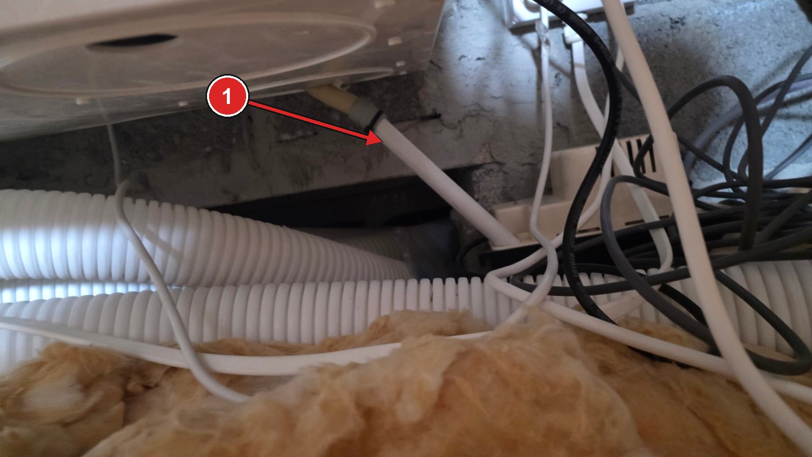Ventilation Cleaning And Servicing - Eco Vent Ireland MVHR condensate pipe with no trap, found on a service visit