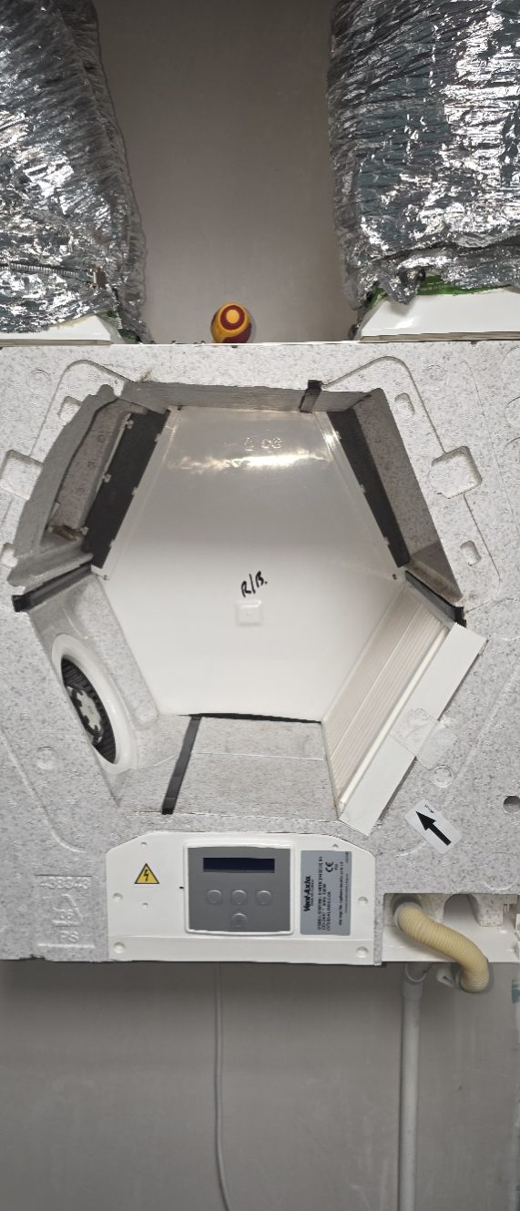 MVHR Servicing in Donegal - Eco Vent Ireland Inside of an MVHR unit after cleaning at a service visit