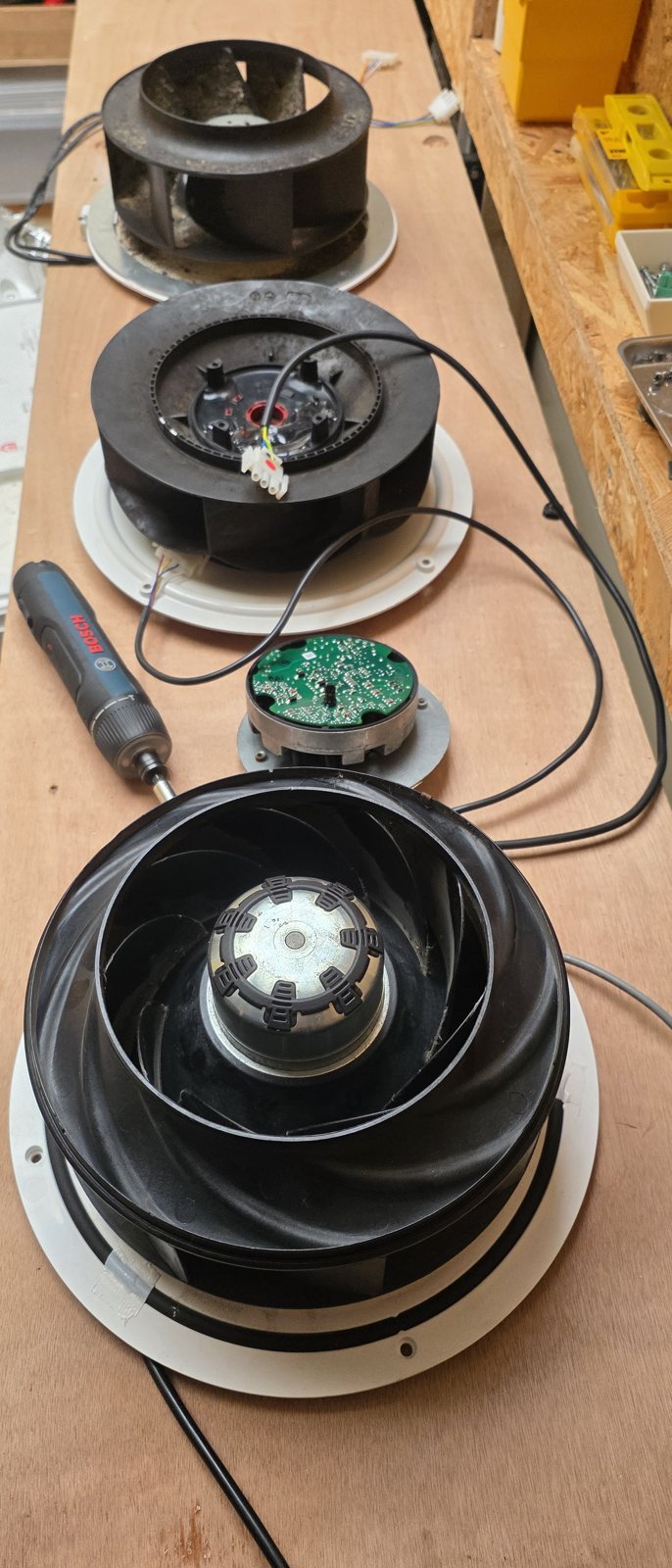 Old ventilation fans, top view