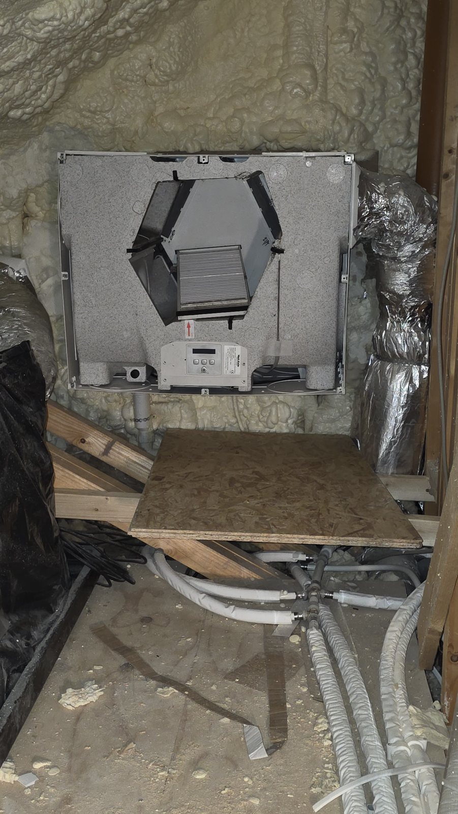 Table built under an MVHR unit to take it down
