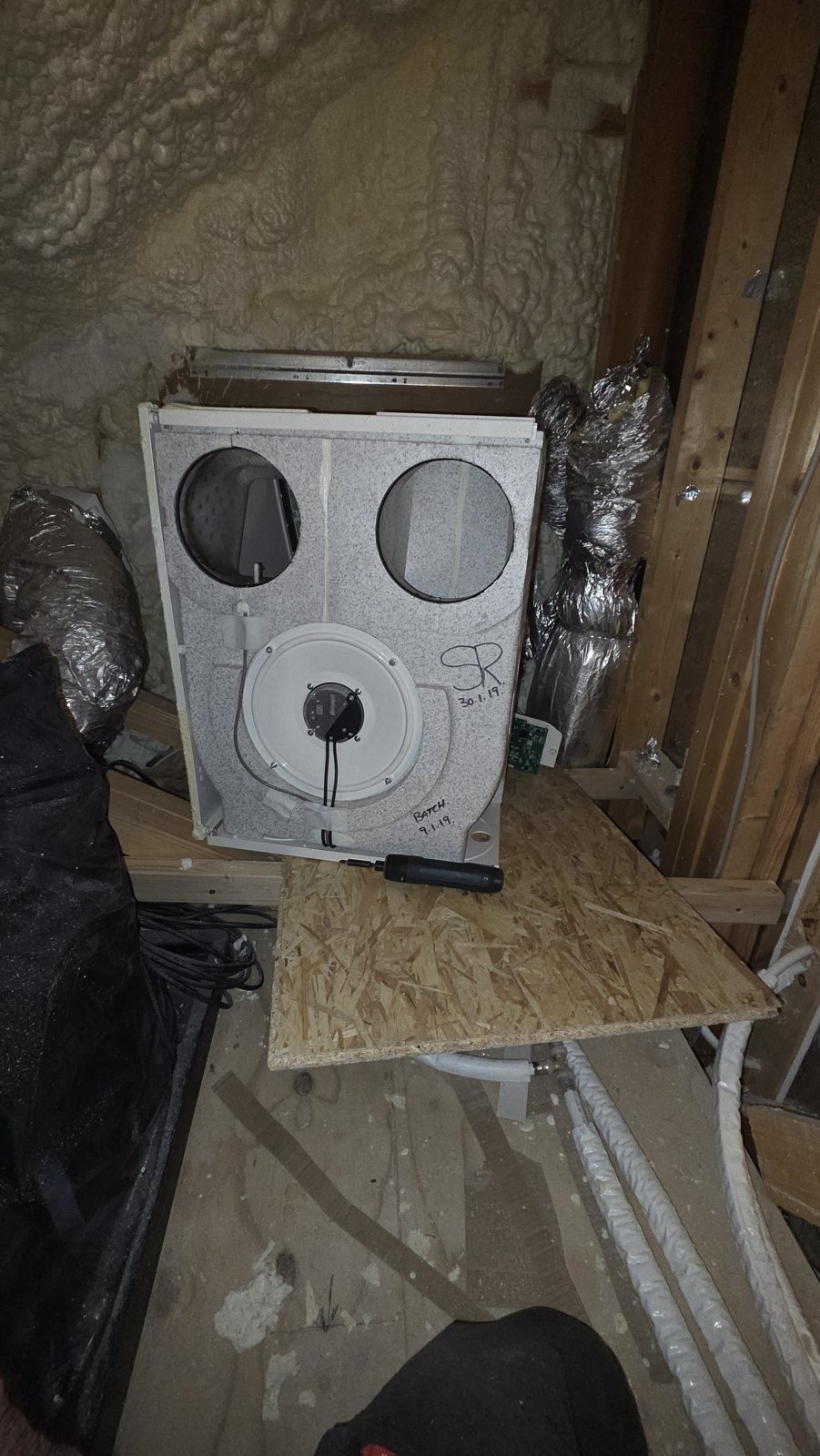 Vent-Axia MVHR unit during a fan replacement