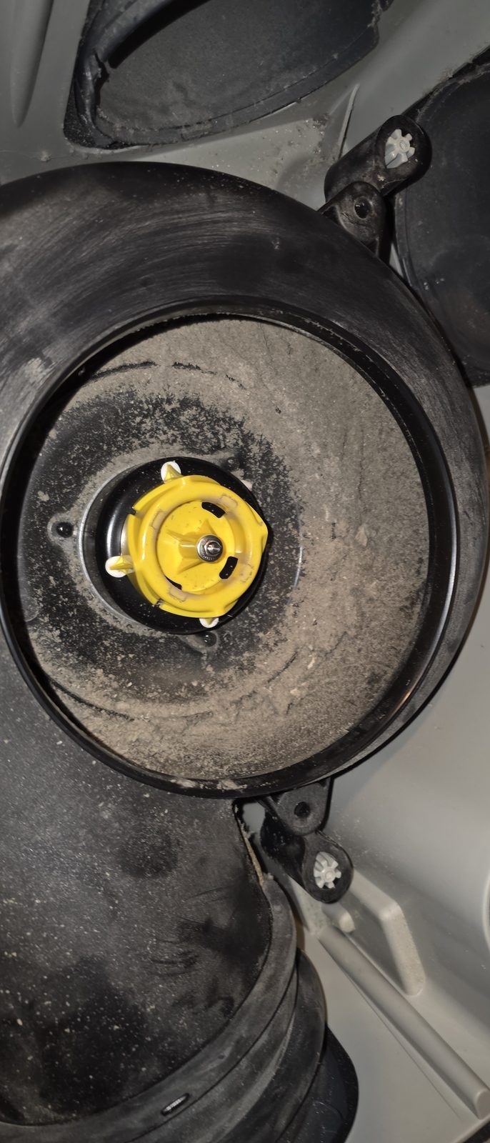 Dust built up on the impeller of a Vent-Axia MVHR fan